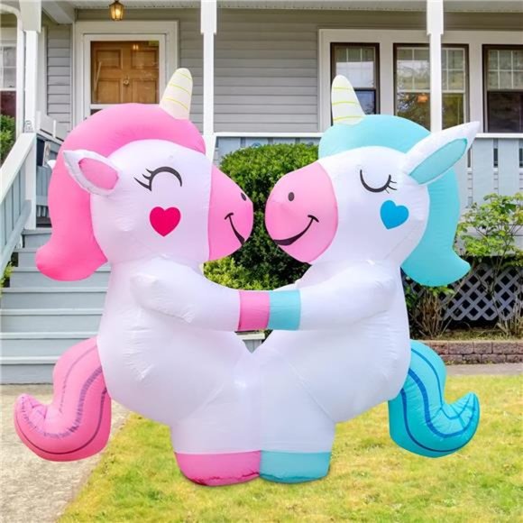 6FT Halloween Inflatables Unicorn Outdoor Decorations with Built-in LEDs - Picture 3 of 6